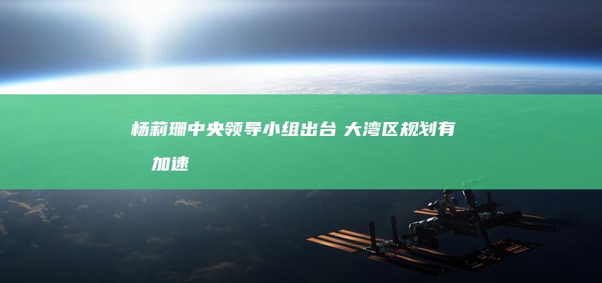 杨莉珊：中央领导小组出台　大湾区规划有望加速 (杨莉莉个人资料简介)